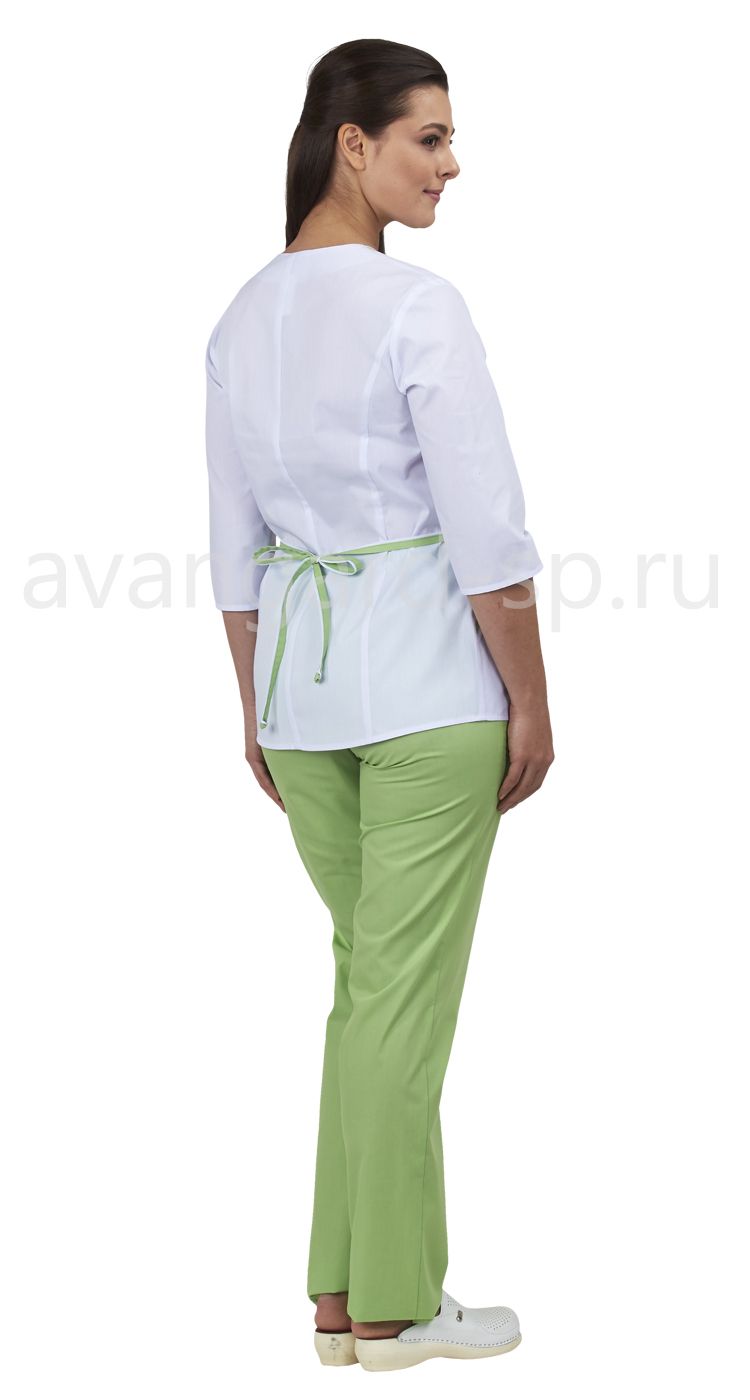 Комплект одежды жен. "Ольга"  (блуза и брюки) белый+лайм цена